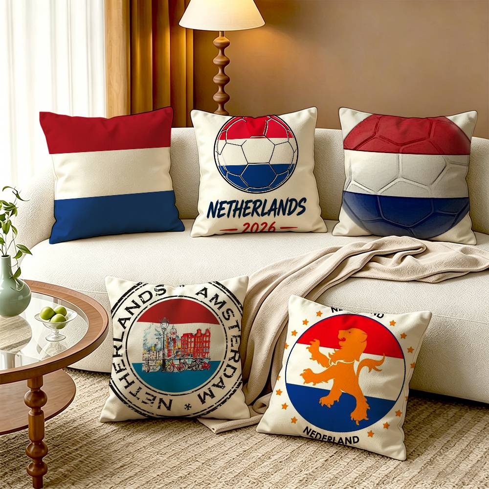 Home Textiles Netherlands - N-Hollanda F-Flag Pamuklu Keten Kare Yastık