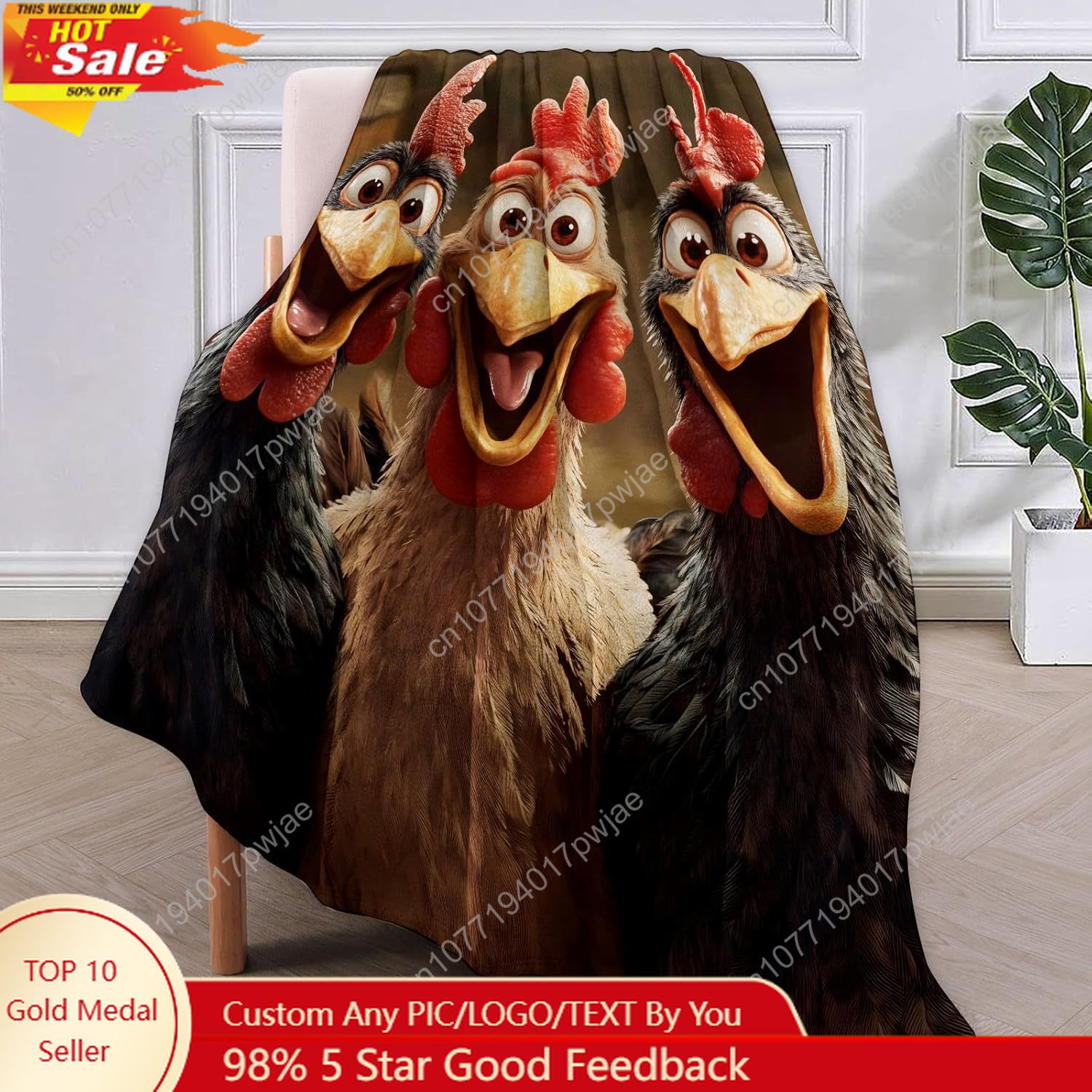 Home Textiles & Decorations - Tavuklar Battaniye Kadınlar için Hediyeler, Karikatür