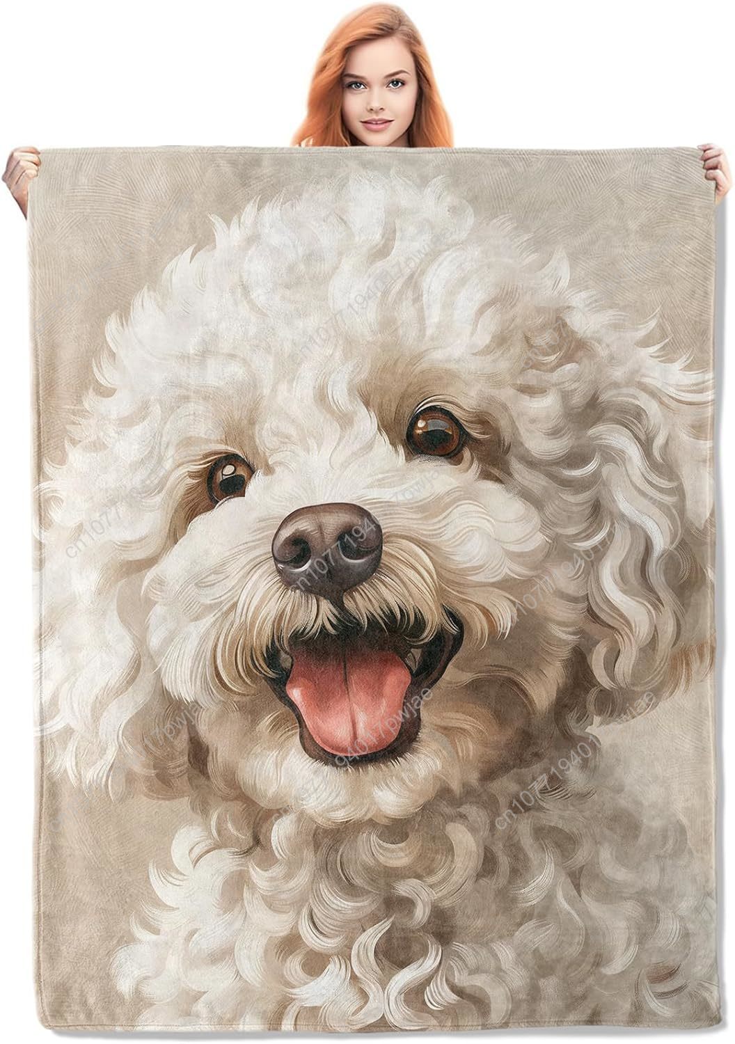 Home Textiles & Decorations - Neşeli Kaniş Portre Battaniyesi Gerçekçi Köpek
